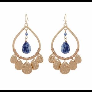 Catherine Stein - Gold-Tone & Blue Drop Earrings